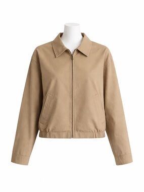 Size M TNA Aritzia Women’s Caddie Jacket Tan Khaki Zip Cotton Cropped